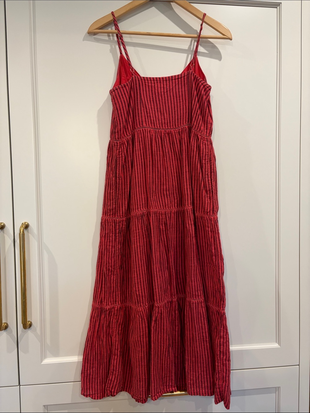 Sundry Red and Black Striped Button-Front Top
